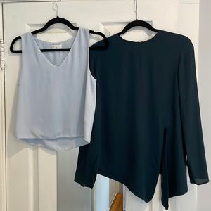 Babaton Murphy tank top blue and Babaton Tadema long sleeve top green XS
